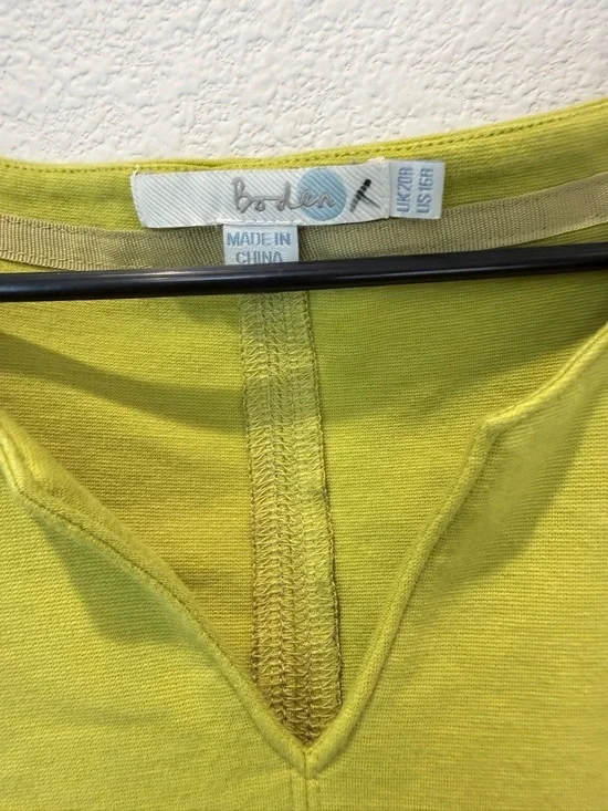 Boden Carolyn Ponte Jersey Dress 16 Lime Green Mod 60s Retro Shift Midi Pockets - Picture 3 of 8